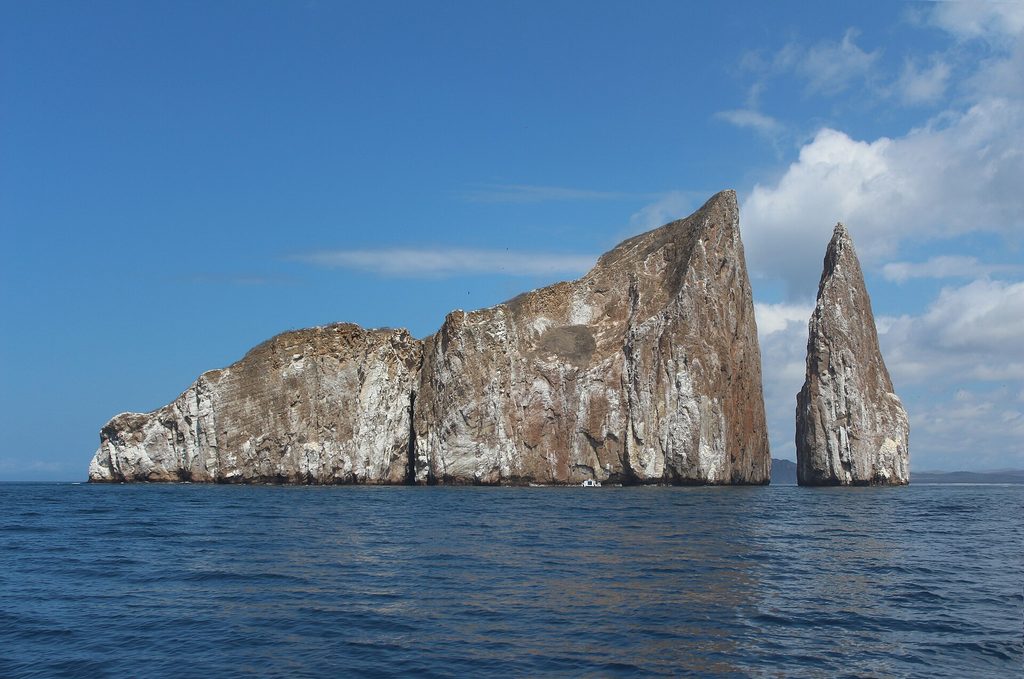 Kicker Rock (León Dormido) rising from the sea off San Cristóbal